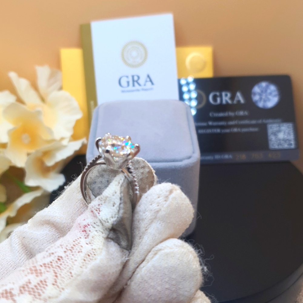 New🌹5 Carat💍 MOISSANITE white NATURAL 925 Sterling Silver Size6 -GRA included - Picture 6 of 7